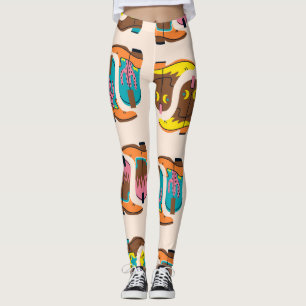 Leggings Bottes Wild West Cowboy : Motif de concept de mode