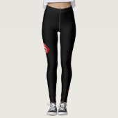 Leggings Bouche Vampire Avec Lèvres Rouges Sur Noir (Devant)