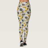 Leggings Bouches blanches, fleurs sauvages sur jaune (Dos)