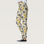 Leggings Bouches blanches, fleurs sauvages sur jaune (Gauche)