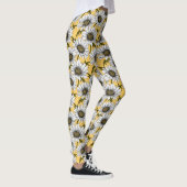 Leggings Bouches blanches, fleurs sauvages sur jaune (Droite)