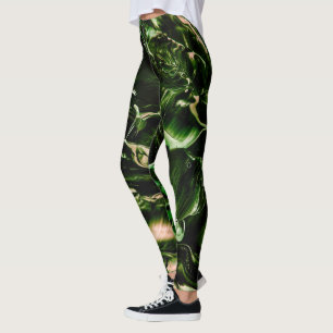 Leggings Bouffée de poison Vert foncé & Vagues Beige