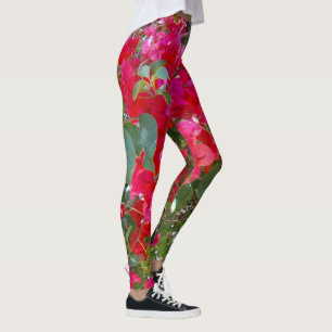 Leggings Bougainvilliers rouges,