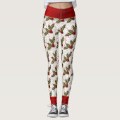 Leggings Boughs de Holly avec rouge et or élégant (Devant)