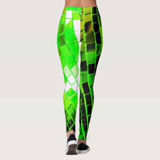 Leggings Boule de disco à miroir vert (Dos)
