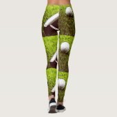 Leggings Boule de golf et pelote sur herbe verte (Dos)