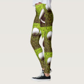 Leggings Boule de golf et pelote sur herbe verte (Gauche)