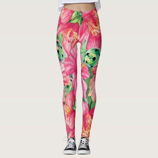 Leggings Boule de pickles tropicaux avec hibiscus XXL impri (Devant)