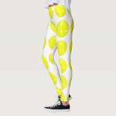Leggings Boule jaune de guêtres de Pickleball sur le blanc (Gauche)