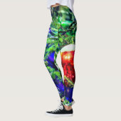 Leggings Boule rouge arbre de Noël vert (Gauche)