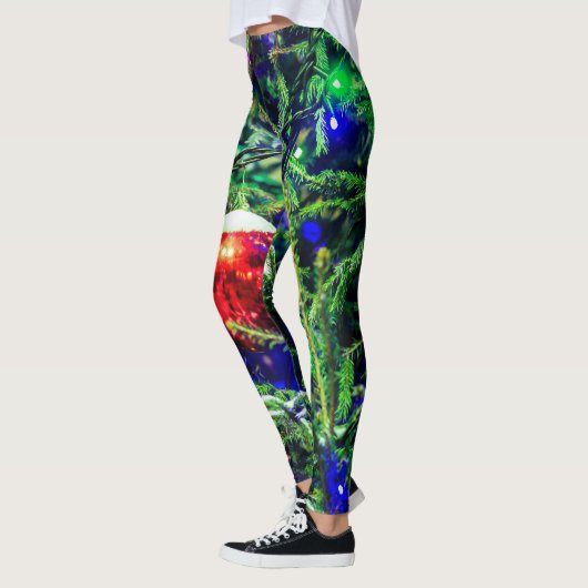 Leggings Boule rouge arbre de Noël vert (Gauche)