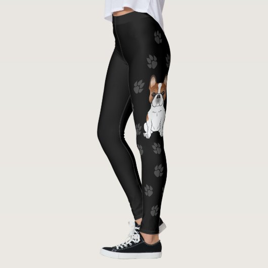 Leggings Bouledogue français pie rouge mignon chien de dess (Gauche)