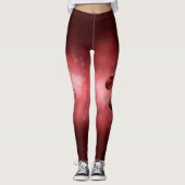 Leggings Boules de Noël festives rouges sur un fond rouge b (Devant)