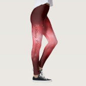 Leggings Boules de Noël festives rouges sur un fond rouge b (Droite)