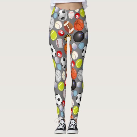 Leggings Boules de sport Motif Grey BG (Devant)