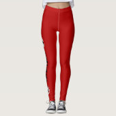 Leggings Boules de volley noires rouges avec la jambe (Devant)