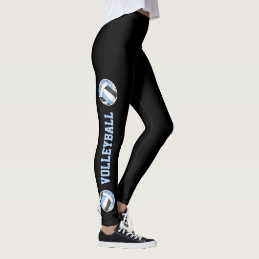 Leggings boules volleybales noires bleu avec texte sur les  (Droite)