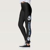 Leggings boules volleybales noires bleu avec texte sur les  (Gauche)