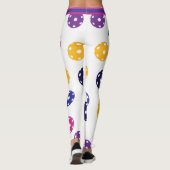 Leggings 💛 Boulettes jaunes et 💜 violettes en blanc (Dos)