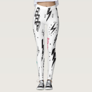 Leggings Boulons de foudre, ensemble de gribouillis dessiné