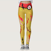 Leggings Boulons de foudre rouge or Halloween Superhero (Devant)