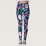 Leggings Bouquet d'aquarelle bleu marine rose<br><div class="desc">Cette motif moderne et élégante aquarelle est parfaite pour la femme branchée et élégante. Il présente des fleurs rose baies peintes à la main, rose rousse, bleu marine, bleu pastel, jaune néon, vert turquoise et motif feuille sur un arrière - plan bleu marine foncé. C'est artistique, joli, girly, délicat et...</div>