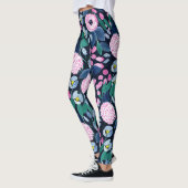 Leggings Bouquet d'aquarelle bleu marine rose (Gauche)