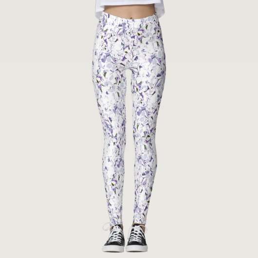 Leggings Bouquet de fleurs d'aquarelle d'hydrangées. (Devant)