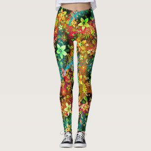 Leggings Bouquet de fleurs d'automne - Plumes de fleurs d'E