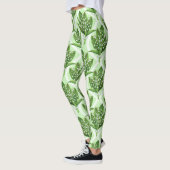 Leggings Bouquet de lys de la vallée fleurs sur vert (Gauche)