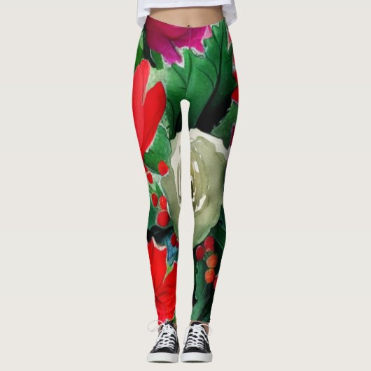 Leggings Bouquet de Noël (Devant)