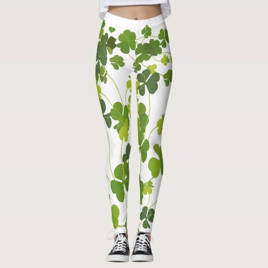 Leggings Bouquet de shamrock, le jour de St Patrick, trèfle (Devant)