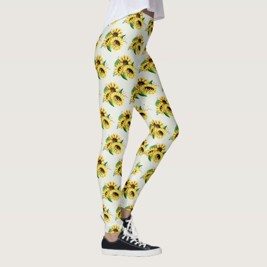 Leggings Bouquet de tournesol jaune en aquarelle (Droite)