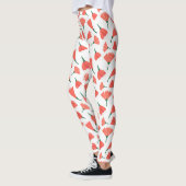 Leggings Bouquet de tulipe rouge parsemé sur blanc crémeux (Gauche)