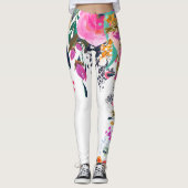 Leggings Bouquet PixDezines Floral Aquarelle/Printemps (Devant)