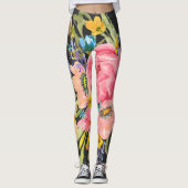 Leggings Bouquet Rose d'aquarelle (Devant)