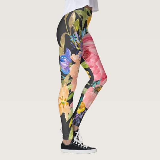 Leggings Bouquet Rose d'aquarelle (Droite)