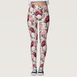 Leggings Bouquets de pivoines sophistiqués de qualité supér