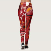 Leggings Bourgogne et blanc Digital Fluid Art (Dos)