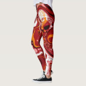 Leggings Bourgogne et blanc Digital Fluid Art (Gauche)