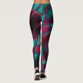 Leggings Bourgogne et cyan fort en état trapézoïdal (Dos)