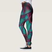 Leggings Bourgogne et cyan fort en état trapézoïdal (Gauche)