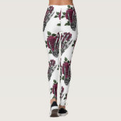 Leggings Bourgogne Floral Squelette main gothique (Dos)