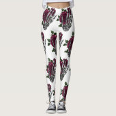 Leggings Bourgogne Floral Squelette main gothique (Devant)