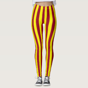 Leggings Bourgogne vertical et rayures jaunes