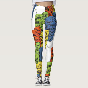 Leggings Bouteilles en verre, design Motif Abstrait.