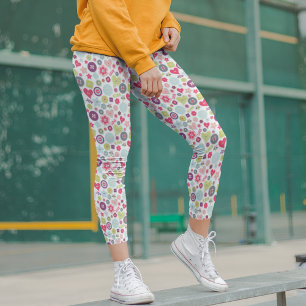 Leggings Boutons de coeur colorés Amour Saint Valentin