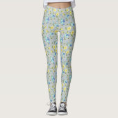 Leggings Boutons jaunes et Iris bleu (Devant)