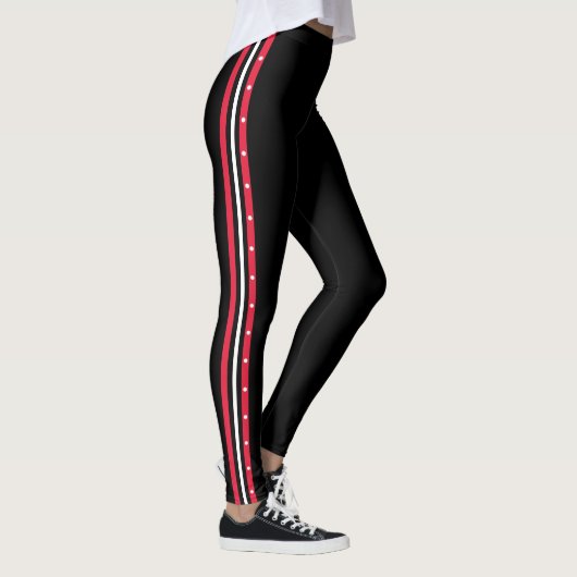 Leggings Boutons noirs blancs rouges de mode latérale à la (Droite)