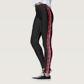 Leggings Boutons noirs blancs rouges de mode latérale à la (Gauche)